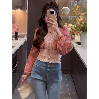 Áo sơ mi dài tay cổ chữ V phong cách Hàn Quốc dành cho nữ