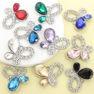 10 chiếc Bùa bướm rỗng thanh lịch với kim cương giả pha lê, Bông tai vòng cổ khí chất sang trọng nhẹ nhàng Mặt dây chuyền bất đối xứng tinh tế DIY - Lý tưởng cho quà tặng ngày lễ tình nhân