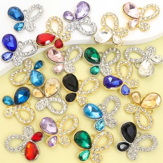 10 chiếc Bùa bướm rỗng thanh lịch với kim cương giả pha lê, Bông tai vòng cổ khí chất sang trọng nhẹ nhàng Mặt dây chuyền bất đối xứng tinh tế DIY - Lý tưởng cho quà tặng ngày lễ tình nhân