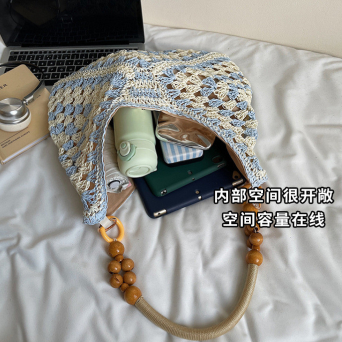 Túi Tote dệt nữ phong cách mới Túi đeo chéo một vai rỗng dung tích lớn