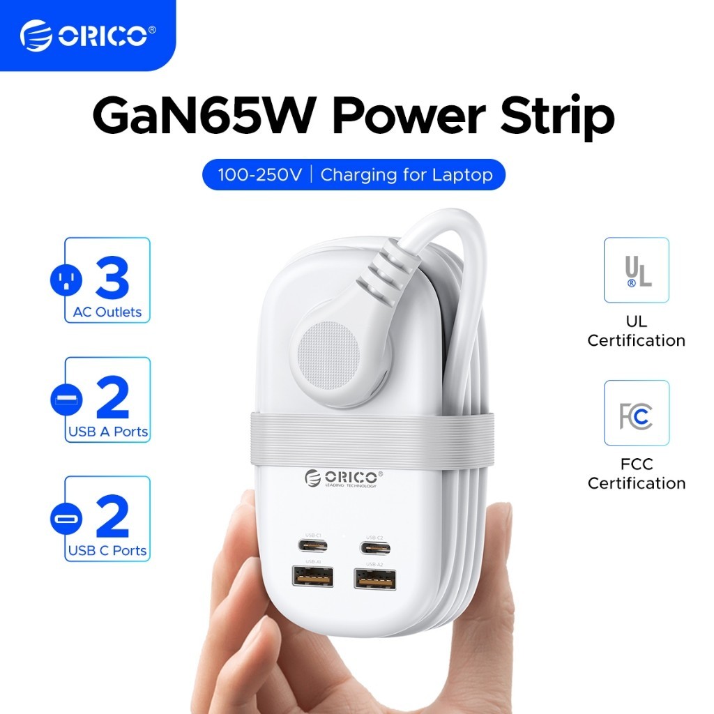 Dây nguồn ORICO GaN 65W Sạc nhanh USB Type C 220V Dây nối dài Hỗ trợ Điện thoại (AP3-65W)