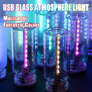 Chai Thủy Tinh Nhiều Màu Sắc Đèn Ngủ USB Cảm Ứng Khí Quyển Ánh Sáng Nhiều Màu Chế Độ Cắm Và Chạy Phòng Ngủ Đèn Ô Tô