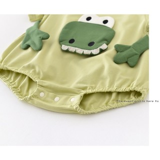 Baby Boy Cotton Khủng long nhỏ thoải mái và dễ thương với đôi mắt to Bộ áo liền quần sơ sinh thoải mái mùa hè (0-24 tháng)