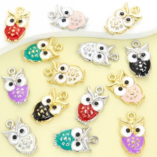 10 Chiếc Hoạt Hình Chủ Đề Động Vật Cú Dễ Thương Nhỏ Giọt Dầu Hợp Kim Quyến Rũ Vòng Cổ Cá Tính Vòng Tay Móc Khóa Túi Phụ Kiện Và Đồ Thủ Công Sáng Tạo DIY Nhiều Màu Sắc Chim Mặt Dây - Lý Tưởng Để Tặng