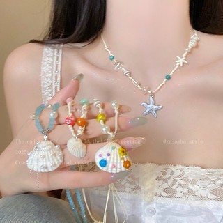 Vỏ sao biển ngọc trai vòng cổ nữ thời trang mùa hè bãi biển phong cách kỳ nghỉ dây chuyền phụ kiện