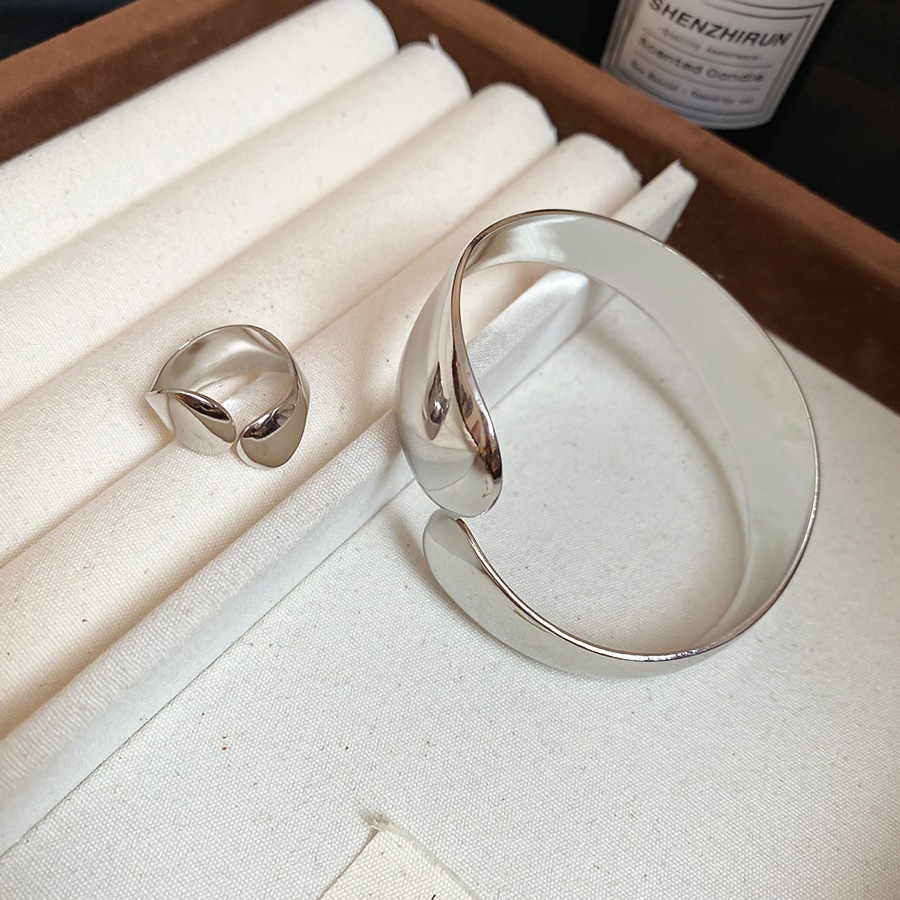[Jewbeauty] Vòng tay hở miệng bóng hình bầu dục phong cách Châu Âu và Mỹ trang sức tay cao cấp thời trang và đa năng