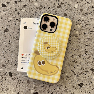 Ốp bảo vệ hai trong một họa tiết chuối ca rô cho iPhone 11 12pro 13promax 15pro 15promax 14 14promax 14pro 16 pro max 16 plus ốp bảo vệ hai trong một