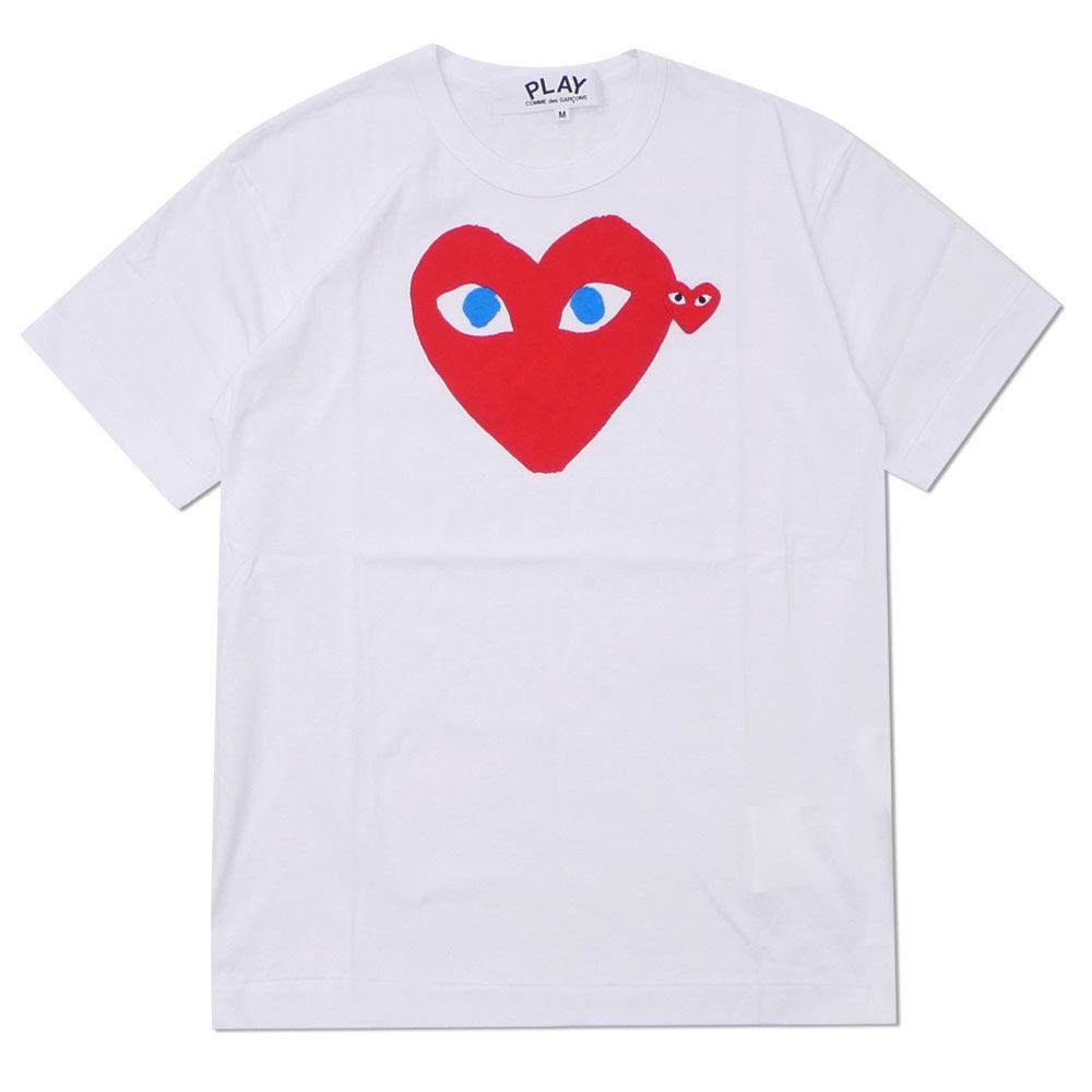 Chơi Cổ Điển In Hình Trái Tim Cotton Nguyên Chất Unisex Áo Thun Cổ Nhãn + Thẻ