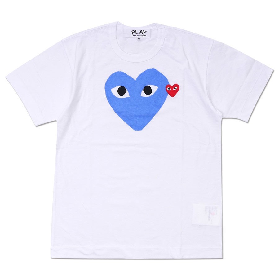 Chơi Cổ Điển In Hình Trái Tim Cotton Nguyên Chất Unisex Áo Thun Cổ Nhãn + Thẻ