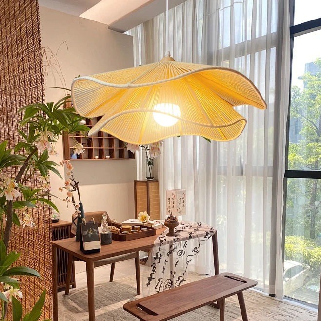 Đèn chùm mây Nhật Bản, Đèn treo tay dệt bằng dây gai dầu cổ điển, Thích hợp cho gia đình, Nhà trà, Mặt dây chuyền trang trí nhà hàng