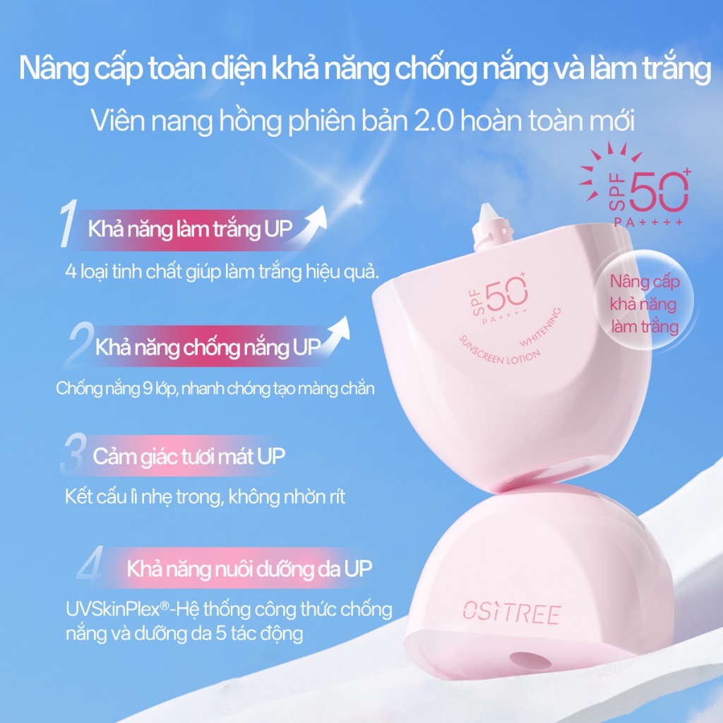 Kem chống nắng Ositree Ositree SPF50 + Mặt làm mới da mặt thể chất ngoài trời Làm trắng da 45g