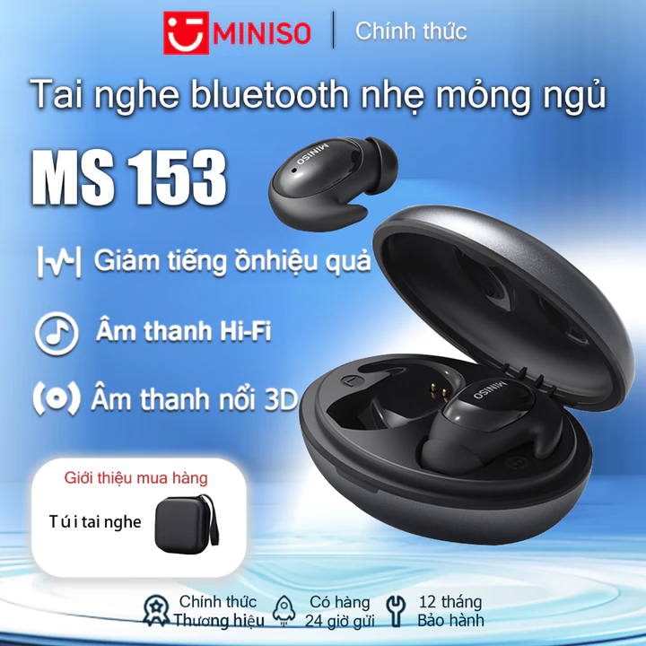 Tai nghe không dây MINISO MS153 Tai nghe thể thao Bluetooth 5.4 Tai nghe chống nước IPX5 Tai nghe ngủ Tai nghe khử tiếng ồn có micrô Tai nghe Bluetooth Mini