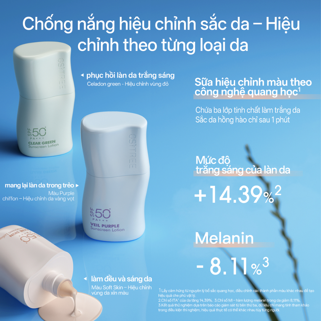 Kem chống nắng ositree Kem trang điểm chống mồ hôi chống tia cực tím 3 trong 1 32g
