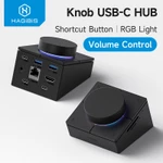 Hagibis Knob USB C Hub Với 4K60Hz HDMI 100W PD Nút bấm tắt Type-C Docking Station Điều chỉnh âm lượng Bộ điều khiển máy tính để bàn cho Macbook Win Laptop — ảnh 1