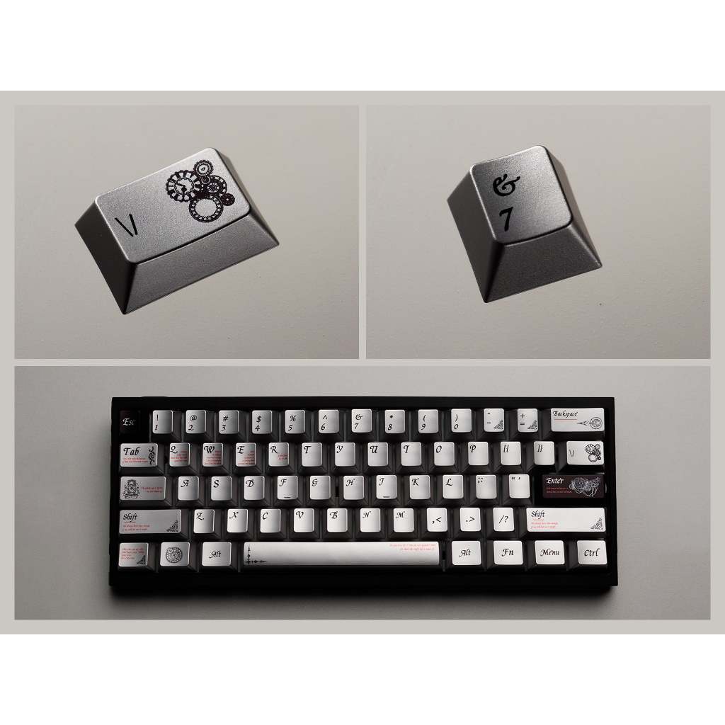Bộ Keycaps phủ kim loại Womier Timeless 112 phím Cherry Profile dành cho bàn phím cơ 61 / 64 / 66 / 68 / 84 / 87 phím | BigBuy360 - bigbuy360.vn