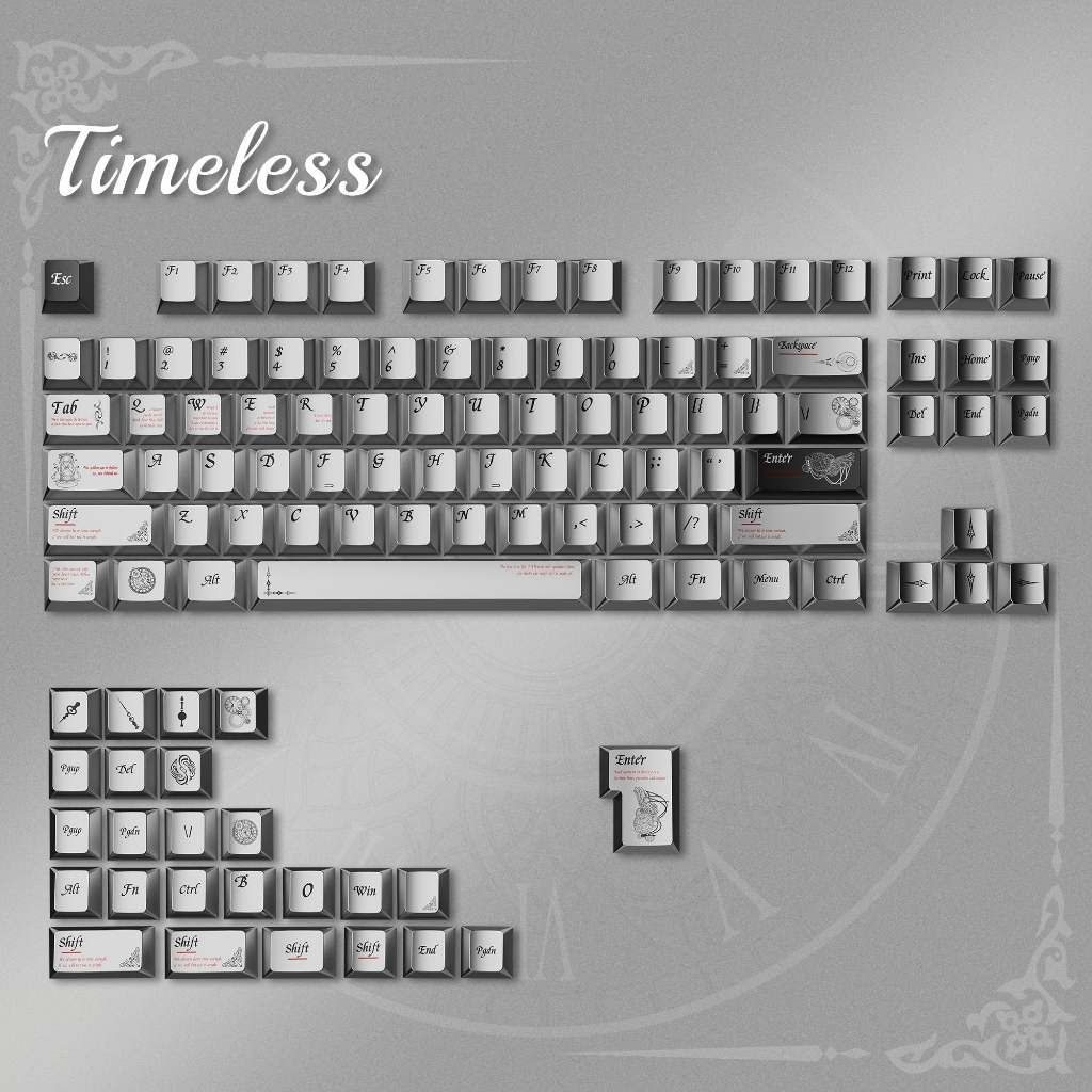 Bộ Keycaps phủ kim loại Womier Timeless 112 phím Cherry Profile dành cho bàn phím cơ 61 / 64 / 66 / 68 / 84 / 87 phím | BigBuy360 - bigbuy360.vn