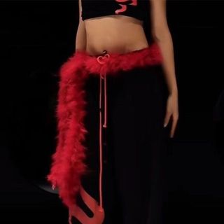 Asdfger Mềm Sang Trọng Thắt Lưng, Y2K Siêu Mềm Punk Lông, Quần Jeans Trang Trí Dạo Phố Phụ Kiện Khiêu Vũ Lông Tơ Ấm Áp Hiphop Quần Jean