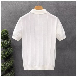 Mercerized Cotton Ice Silk Dệt Kim Áo polo Nam Slim-fit Ngắn Tay Áo Ve Áo Bảo Hộ Lao Động t-