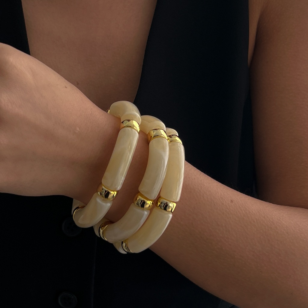 Châu Âu Mỹ Bohemian Thời Trang Ánh Sáng Sang Trọng ins Phong Cách Đính Hạt Vòng Tay Đàn Hồi Bộ Đảo Kỳ Nghỉ Phong Cách Vòng Tay Tre