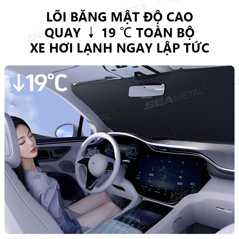 SEAMETAL Kính Chắn Gió Ô Tô Che Nắng Lớp Phủ Keo Đen Che Nắng Có Thể Gập Lại Làm Dày Cửa Sổ Phía Trước UV Thoáng Mát Bảo Vệ Bao