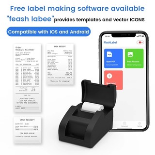 Máy In Nhiệt Di Động Y58 Flashlabel, Hỗ Trợ Kết Nối Bluetooth Và USB, In Tem Nhãn, Máy in hóa đơn