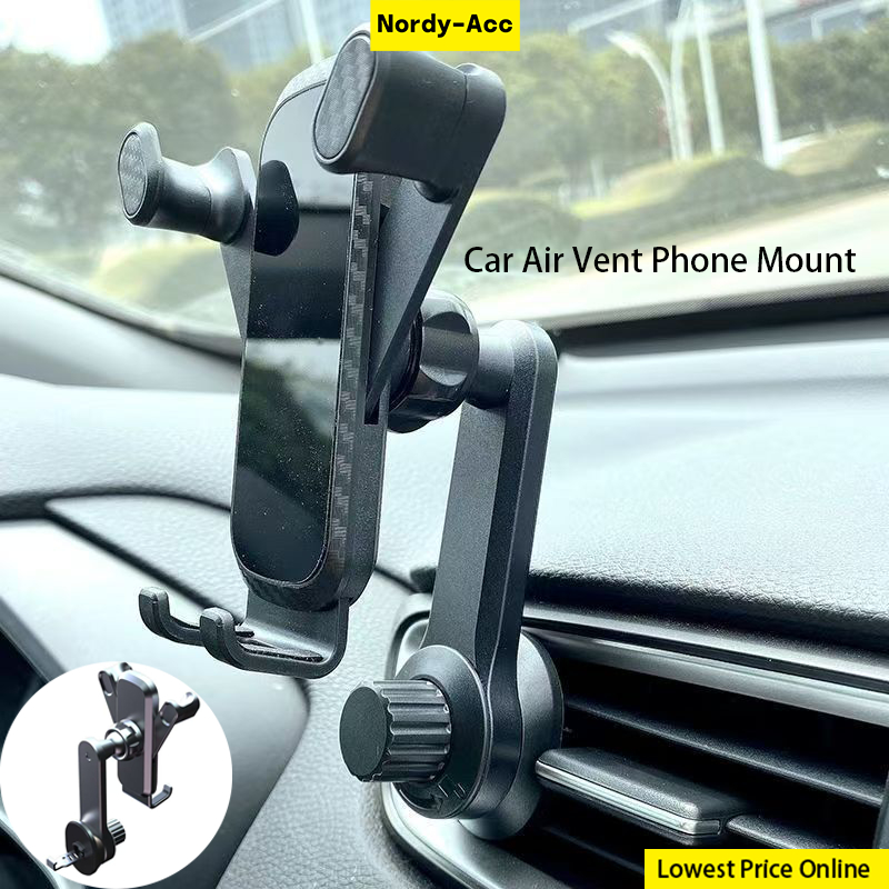 Giá Đỡ Điện Thoại Ô Tô Xoay 360 AC Lỗ Thông Hơi Gắn Kim Loại Móc Chân Đế Cho Thanh Nối Dài Điều Hướng Di Động