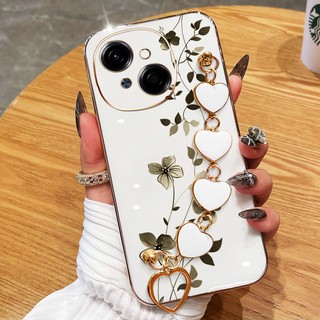 Ốp Điện Thoại YBD Cho Tecno Spark GO 1S Spark GO 1 Spark Go 2025 POP 9 4G KL4h Chế Biến Vòng Tay Tình Yêu Dòng Hoa Vine Phong Cách Tối Giản Vỏ Mạ Điện