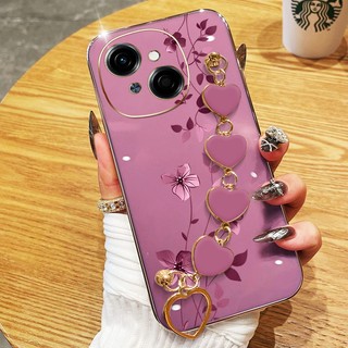 Ốp Điện Thoại YBD Cho Tecno Spark GO 1S Spark GO 1 Spark Go 2025 POP 9 4G KL4h Chế Biến Vòng Tay Tình Yêu Dòng Hoa Vine Phong Cách Tối Giản Vỏ Mạ Điện