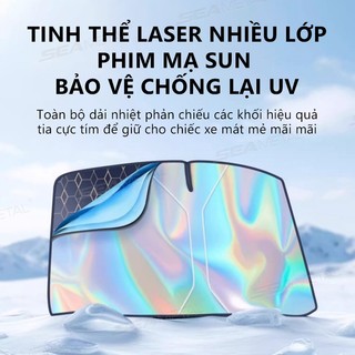 SEAMETAL Tấm Che Nắng Ô Tô Phía Trước Kính Chắn Gió Laser Che Nắng Có Thể Gập Lại Chống Nắng Cách Nhiệt Tấm Che