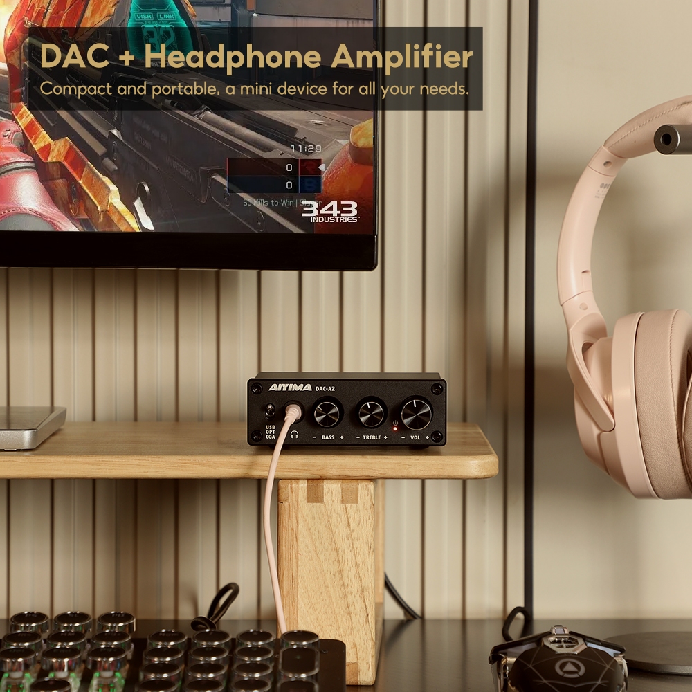Bộ khuếch đại tai nghe AIYIMA DAC-A2 DAC có điều khiển âm trầm Đầu vào PC-USB / Quang học / Đồng trục Tai nghe RCA / 3.5mm Ouput Bộ chuyển đổi âm thanh máy tính để bàn kỹ thuật số sang Analog 5V 24Bit 192kHz | BigBuy360 - bigbuy360.vn