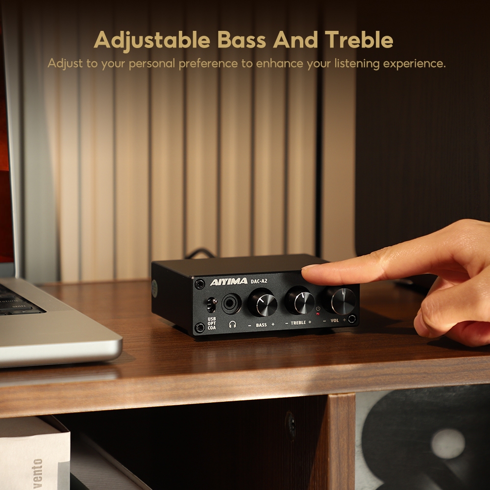 Bộ khuếch đại tai nghe AIYIMA DAC-A2 DAC có điều khiển âm trầm Đầu vào PC-USB / Quang học / Đồng trục Tai nghe RCA / 3.5mm Ouput Bộ chuyển đổi âm thanh máy tính để bàn kỹ thuật số sang Analog 5V 24Bit 192kHz | BigBuy360 - bigbuy360.vn