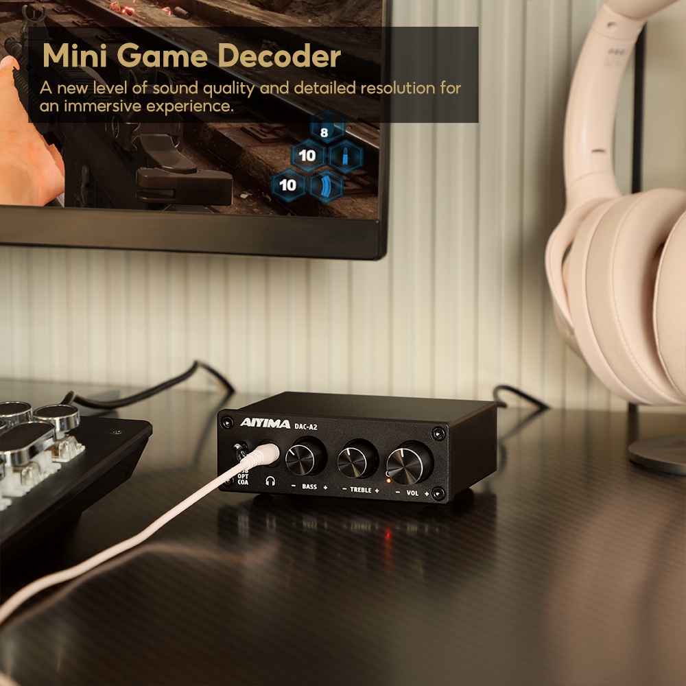 Bộ khuếch đại tai nghe AIYIMA DAC-A2 DAC có điều khiển âm trầm Đầu vào PC-USB / Quang học / Đồng trục Tai nghe RCA / 3.5mm Ouput Bộ chuyển đổi âm thanh máy tính để bàn kỹ thuật số sang Analog 5V 24Bit 192kHz | BigBuy360 - bigbuy360.vn