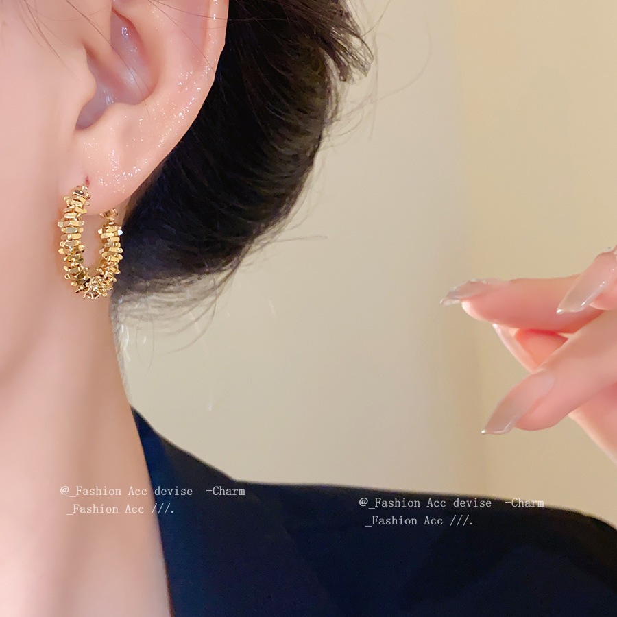 [Jewbeauty] Bông tai đính bạc không đều kim bạc phong cách cổ điển đơn giản thời trang bông tai cao cấp