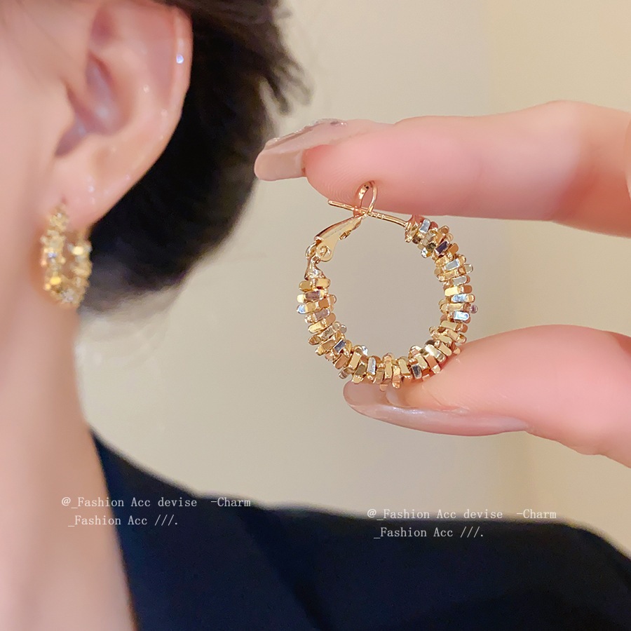 [Jewbeauty] Bông tai đính bạc không đều kim bạc phong cách cổ điển đơn giản thời trang bông tai cao cấp