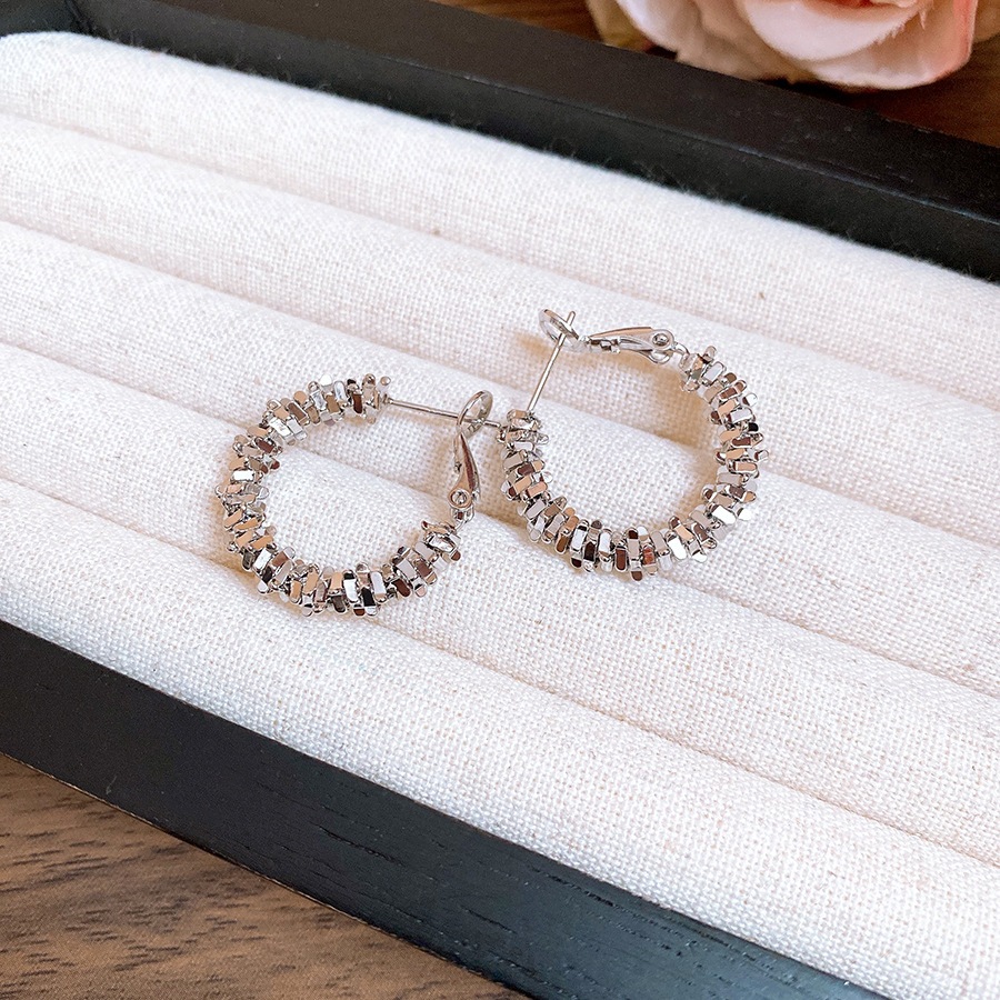 [Jewbeauty] Bông tai đính bạc không đều kim bạc phong cách cổ điển đơn giản thời trang bông tai cao cấp