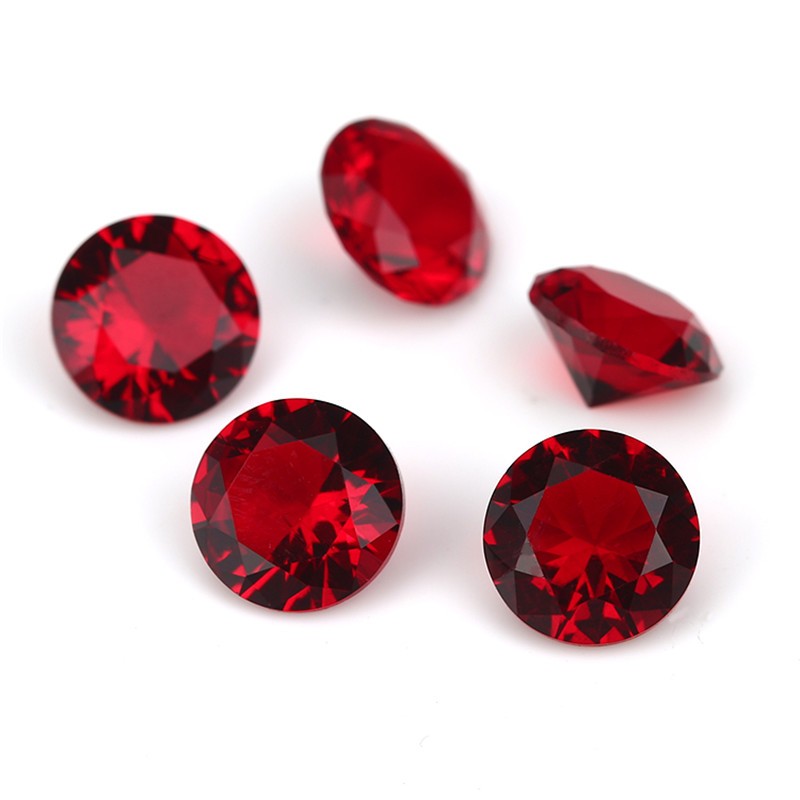 Đá quý tổng hợp thủy tinh màu garnet kích thước 4~10mm - phù hợp DIY trang sức