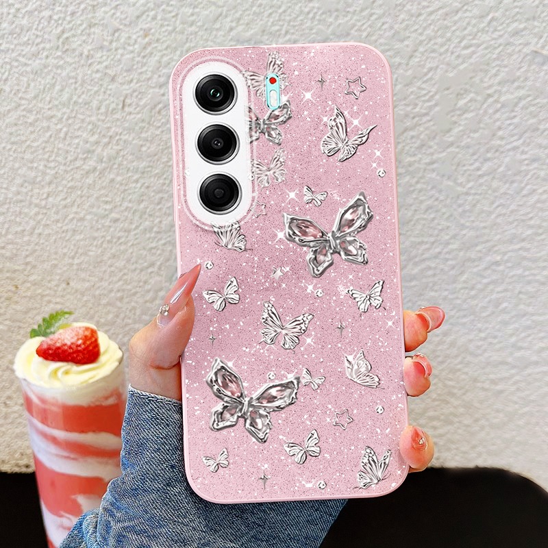 Ốp Điện Thoại YBD INS Cho Tecno Camon 40 Pro 5G 4G CM5 CM6 CM7 Bướm Bạc Toàn Màn Hình