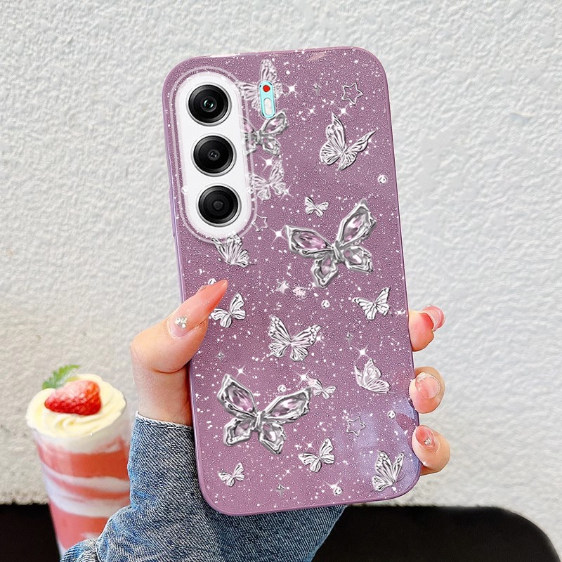 Ốp Điện Thoại YBD INS Cho Tecno Camon 40 Pro 5G 4G CM5 CM6 CM7 Bướm Bạc Toàn Màn Hình
