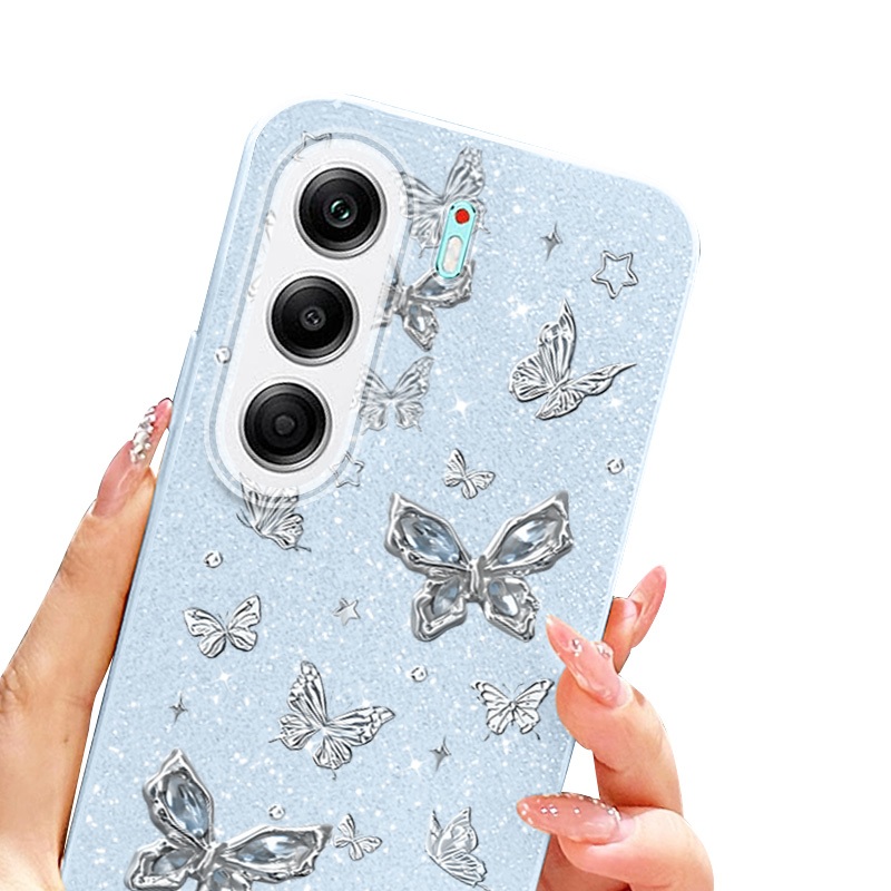 Ốp Điện Thoại YBD INS Cho Tecno Camon 40 Pro 5G 4G CM5 CM6 CM7 Bướm Bạc Toàn Màn Hình