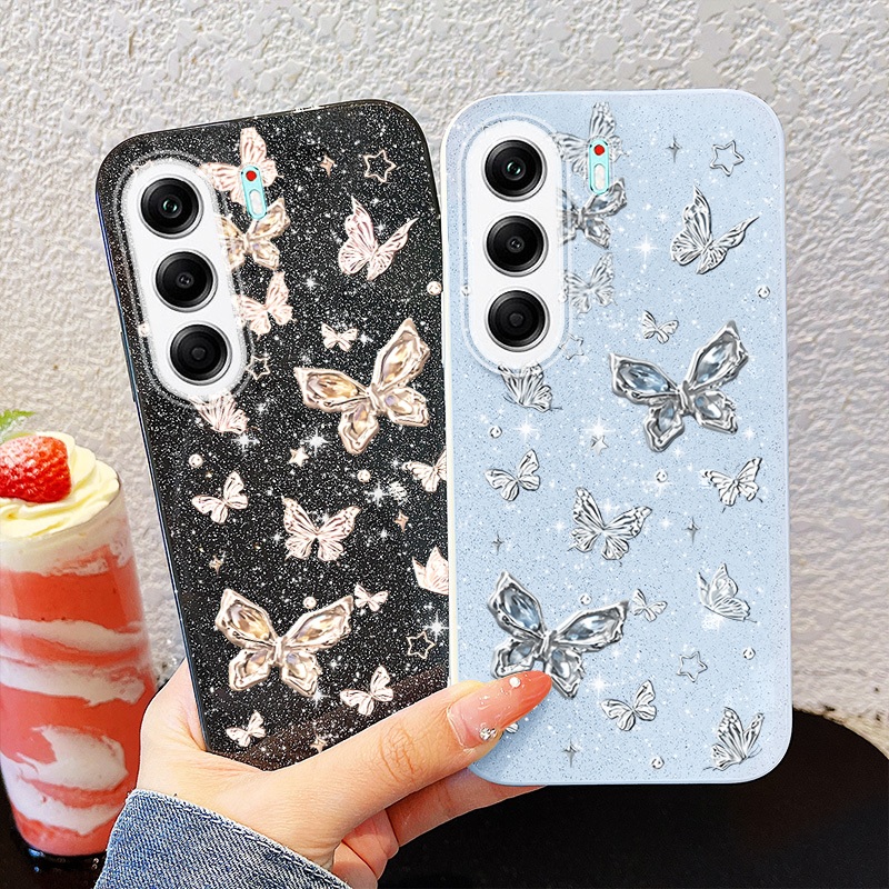 Ốp Điện Thoại YBD INS Cho Tecno Camon 40 Pro 5G 4G CM5 CM6 CM7 Bướm Bạc Toàn Màn Hình
