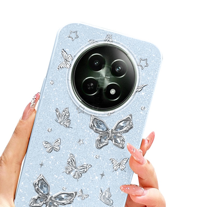 Ốp Điện Thoại YBD INS Cho OPPO Realme 12 5G Realme 12X 5G Realme 13 5G Full Màn Hình Bướm Bạc