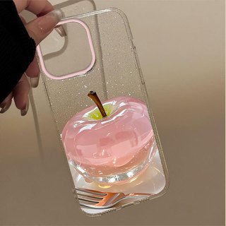 Crystal Apple Ins Nhật Bản Hàn Quốc Vỏ Bling Lấp Lánh Cao Cấp Cho iPhone 11 16 16E 15 14 13 12 Pro Xs Max XR X 7 8 Plus SE Vỏ Điện Thoại TPU Mềm Ốp Lưng Bảo Vệ HD Clear Cover