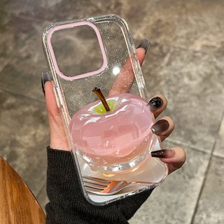 Crystal Apple Ins Nhật Bản Hàn Quốc Vỏ Bling Lấp Lánh Cao Cấp Cho iPhone 11 16 16E 15 14 13 12 Pro Xs Max XR X 7 8 Plus SE Vỏ Điện Thoại TPU Mềm Ốp Lưng Bảo Vệ HD Clear Cover