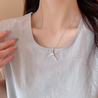 Vòng cổ mặt dây chuyền sao biển bạc đơn giản dành cho nữ trong mùa hè phong cách bãi biển phụ kiện vòng cổ