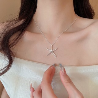 Vòng cổ mặt dây chuyền sao biển bạc đơn giản dành cho nữ trong mùa hè phong cách bãi biển phụ kiện vòng cổ