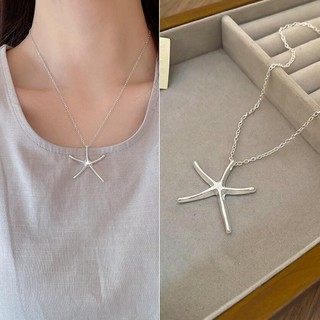 Vòng cổ mặt dây chuyền sao biển bạc đơn giản dành cho nữ trong mùa hè phong cách bãi biển phụ kiện vòng cổ