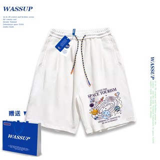 Thương hiệu WASSUP Đồng thương hiệu 2024 Quần short dáng rộng Unisex phong cách mới, sử dụng chất liệu Cotton Co giãn dày, thích hợp cho quần short hợp thời trang mùa hè, chống mài mòn, dễ dàng kết hợp, thoáng khí thoải mái, tận hưởng thời gian mát mẻ!