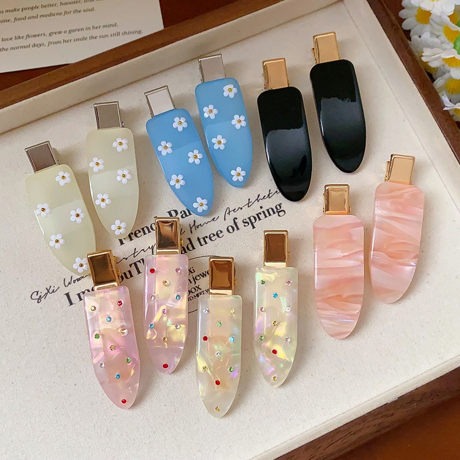 Kẹp tóc bên hông hình elip Acrylic đơn giản phong cách đại học thời trang và dễ kết hợp phụ kiện tóc