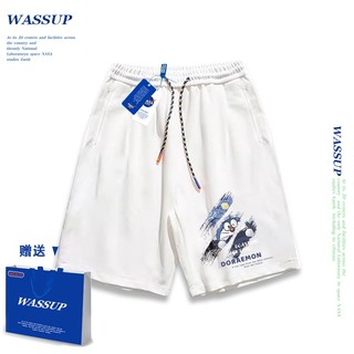 Thương hiệu WASSUP Đồng thương hiệu 2024 Quần short dáng rộng Unisex phong cách mới, sử dụng chất liệu Cotton Co giãn dày, thích hợp cho quần short hợp thời trang mùa hè, chống mài mòn, dễ dàng kết hợp, thoáng khí thoải mái, tận hưởng thời gian mát mẻ!