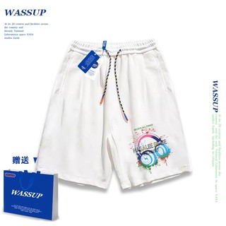 Thương hiệu WASSUP Đồng thương hiệu 2025 Quần short dáng rộng Unisex phong cách mới, sử dụng chất liệu Cotton Co giãn dày, thích hợp cho quần short hợp thời trang mùa hè, chống mài mòn, dễ dàng kết hợp, thoáng khí thoải mái, tận hưởng thời gian mát mẻ!